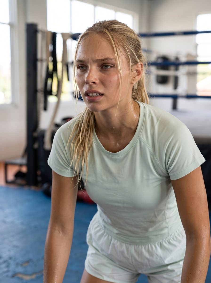 Michelle in the gym after training
